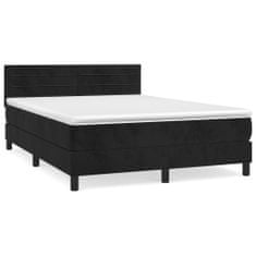 Greatstore Box spring postel s matrací černá 140 x 190 cm samet