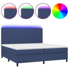 Vidaxl Box spring postel s matrací a LED modrá 200x200 cm textil