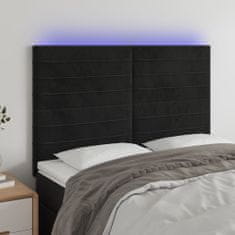 Vidaxl Čelo postele s LED černé 144x5x118/128 cm samet