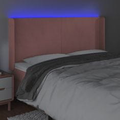 Vidaxl Čelo postele s LED růžové 183 x 16 x 118/128 cm samet