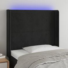 Vidaxl Čelo postele s LED černé 103 x 16 x 118/128 cm samet