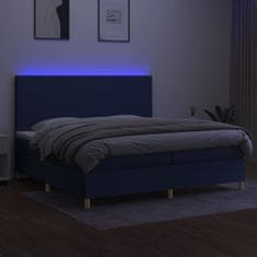 Vidaxl Box spring postel s matrací a LED modrá 200x200 cm textil