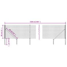 Vidaxl Drátěný plot s kotevními hroty antracitový 0,8 x 25 m