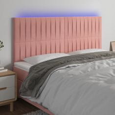 Greatstore Čelo postele s LED růžové 160x5x118/128 cm samet