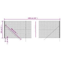 Greatstore Drátěný plot antracitový 1,8 x 10 m pozinkovaná ocel