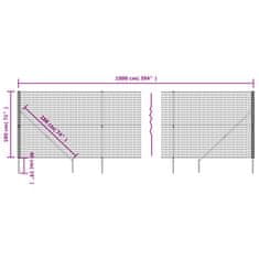 Vidaxl Drátěný plot s kotevními hroty antracitový 1,8 x 10 m