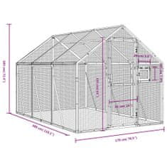 Vidaxl Voliéra stříbrná 1,79 x 3 x 1,85 m hliník