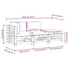 Vidaxl 3dílná zahradní sedací souprava s poduškami masivní douglaska