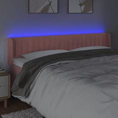 Greatstore Čelo postele s LED růžové 163 x 16 x 78/88 cm samet