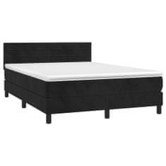 Greatstore Box spring postel s matrací černá 140 x 190 cm samet