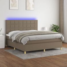 Greatstore Box spring postel s matrací a LED taupe 180x200 cm textil