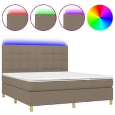 Greatstore Box spring postel s matrací a LED taupe 180x200 cm textil