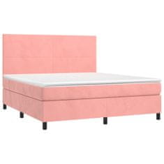 Greatstore Box spring postel s matrací růžová 160x200 cm samet