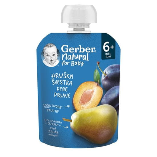 Gerber Natural kapsička hruška a švestka 90 g