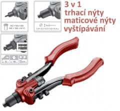 Fortum  Combo nýtovací kleště 3v1 maticové nýty M3-M10 trhací nýty 2,4-6,4mm, 4770638