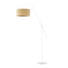 LYSNE.PL Stojací lampa do obývacího pokoje s ratanovým stínidlem BILBAO BOHO, bílá