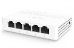 Hikvision switch DS-3E0505D-E/ 5x port/ 10/100 Mbps RJ45 ports/ 1 Gbps/ napájení 5 VDC, 0.6 A