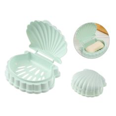 Northix Přenosný kelímek na mýdlo - mušle - plast 
