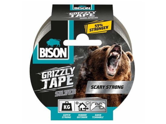 Bison GRIZZLY TAPE 10 m stříbrná