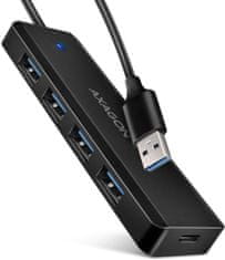 AXAGON travel hub 4x USB 3.2 Gen 1, 1x USB-C, kabel USB-A 19cm