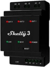 Shelly Pro 3, spínací modul 3x 16A na DIN lištu, WiFi, LAN