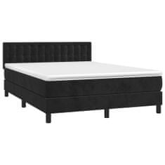 Greatstore Box spring postel s matrací černá 140 x 190 cm samet