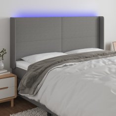 Vidaxl Čelo postele s LED tmavě šedé 183 x 16 x 118/128 cm textil