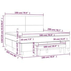 Vidaxl Box spring postel s matrací světle šedá 180x200 cm samet