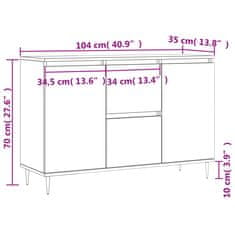 Vidaxl Příborník bílý 104 x 35 x 70 cm kompozitní dřevo