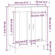 Vidaxl Příborník betonově šedý 69,5 x 34 x 90 cm kompozitní dřevo