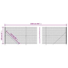 Greatstore Drátěný plot s přírubami antracitový 1,4 x 25 m