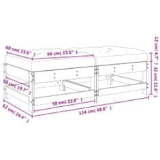 Vidaxl Zahradní podnožky s poduškami 2 ks bílé masivní borové dřevo