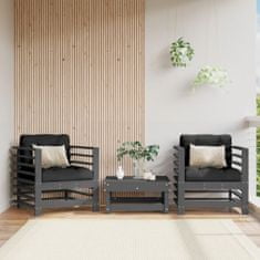 Vidaxl Zahradní židle s poduškami 2 ks šedé masivní borové dřevo