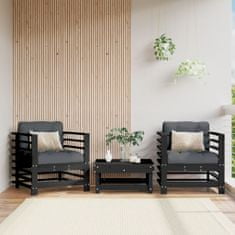 Vidaxl Zahradní židle s poduškami 2 ks černé masivní borové dřevo