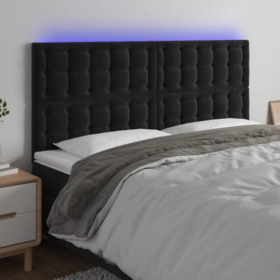 Vidaxl Čelo postele s LED černé 180x5x118/128 cm samet