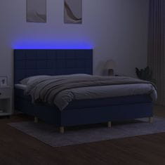 Vidaxl Box spring postel s matrací a LED modrá 180x200 cm textil