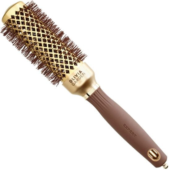 Olivia Garden Expert Blowout Shine Gold & Brown 35mm - kartáč na styling vlasů, dodává vlasům lesk, zabraňuje krepatění vlasů,