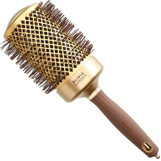 Olivia Garden Expert Blowout Shine Gold & Brown 65mm - kartáč na styling vlasů, dodává vlasům lesk, zabraňuje krepatění vlasů
