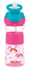 Nuby Láhev sportovní s měkkým sklápěcím brčkem 360 ml, růžová, 3+