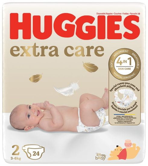 Huggies Pleny jednorázové Extra Care 2 (3-6 kg) 24 ks