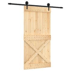 Vidaxl Posuvné dveře s kováním 100 x 210 cm masivní borové dřevo