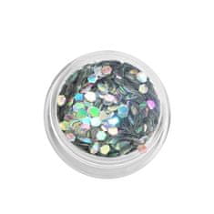 INNA Šestihranné holografické vločky konfety - stříbrné holo / Bass Cosmetics
