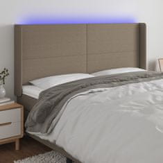 Greatstore Čelo postele s LED taupe 163 x 16 x 118/128 cm textil