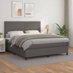 Greatstore Box spring postel s matrací šedá 180x200 cm umělá kůže