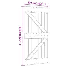 Vidaxl Posuvné dveře s kováním 100 x 210 cm masivní borové dřevo