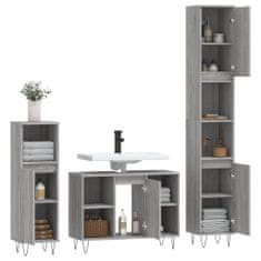 Vidaxl 3dílný set koupelnového nábytku šedý sonoma kompozitní dřevo