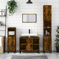 Vidaxl 3dílný set koupelnového nábytku kouřový dub kompozitní dřevo