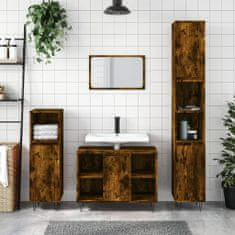 Vidaxl 3dílný set koupelnového nábytku kouřový dub kompozitní dřevo