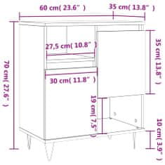 Vidaxl Příborník bílý s vysokým leskem 60x35x70 cm kompozitní dřevo