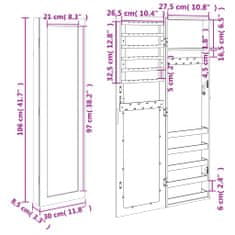 Petromila Zrcadlová šperkovnice nástěnná bílá 30 x 8,5 x 106 cm